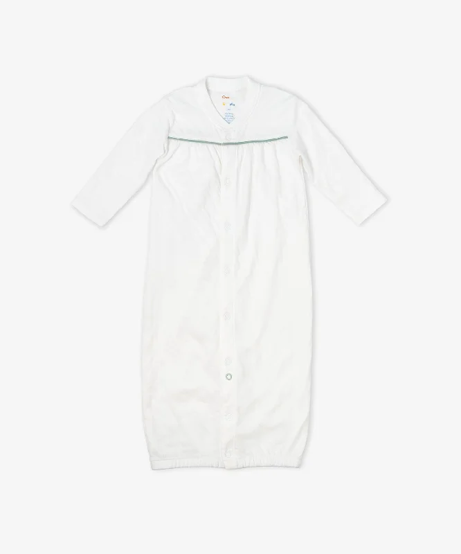 White glow T-shirts-Convertible Gown, Seafoam Piping