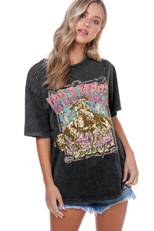 Purple double-pocket T-shirts-Zutter Wild West Cowboys Graphic Tee