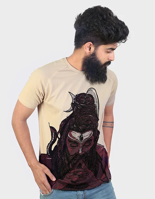 White green fabric T-shirts-Cosmic Shiva T-Shirt