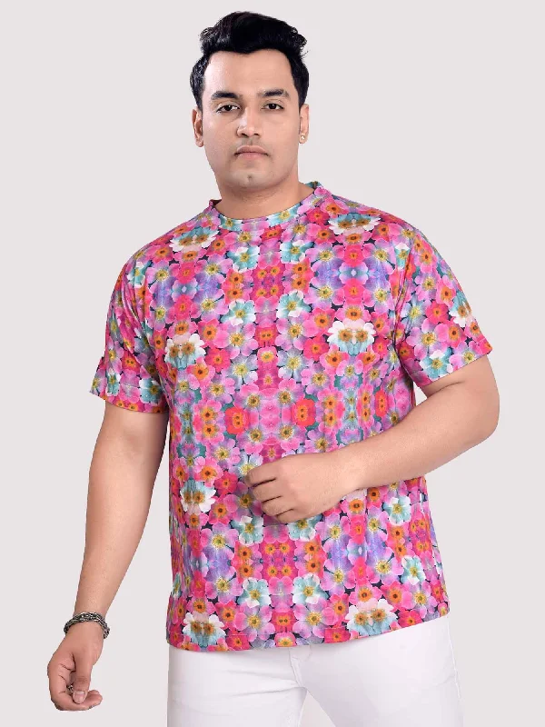 Men’s casual T-shirts-Daisy Flower Digital Printed Round Neck T-Shirt Men's Plus Size