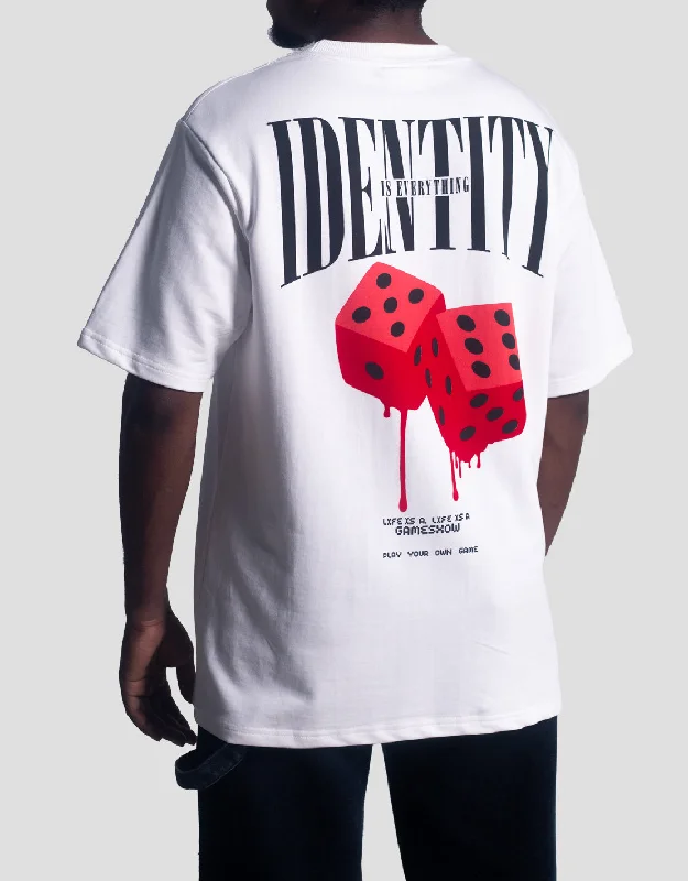 Wool warm T-shirts-Dice | Identity is everything | Oversized | White