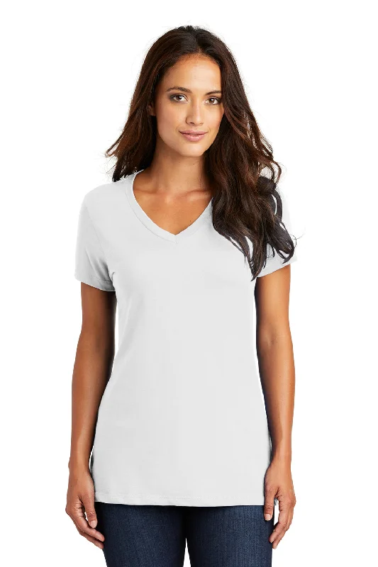 Adults classic T-shirts-District Womens Perfect Weight Short Sleeve V-Neck T-Shirt - Bright White