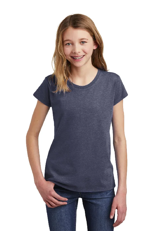 Kids short T-shirts-District Youth Very Important Short Sleeve Crewneck T-Shirt - Heather Navy Blue