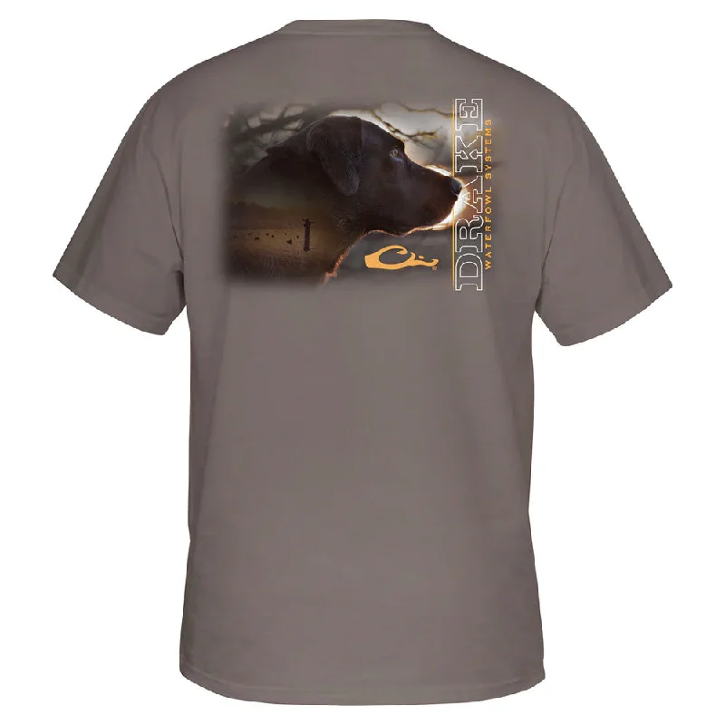 Gray statement T-shirts-Drake Early Riser Lab T-Shirt- Driftwood