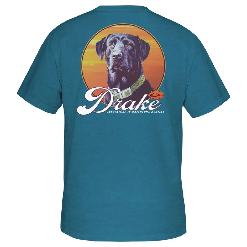 Black ombre T-shirts-Drake Vintage Dog T-Shirt- Blue Steel Heather