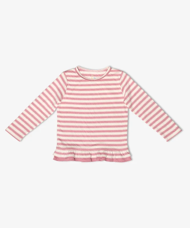 Blue blend T-shirts-Edwina T-Shirt, Rose Rugby Stripe