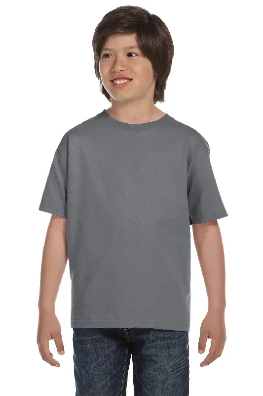 Gray snack T-shirts-Gildan Youth DryBlend Moisture Wicking Short Sleeve Crewneck T-Shirt - Gravel Grey