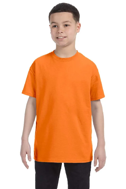 Breathable mesh T-shirts-Gildan Youth Short Sleeve Crewneck T-Shirt - Safety Orange