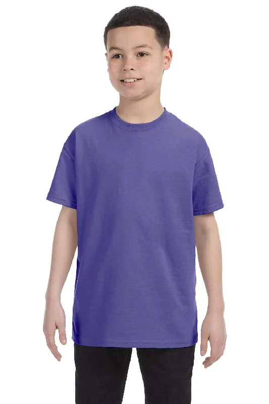 Teal modern T-shirts-Gildan Youth Short Sleeve Crewneck T-Shirt - Violet Purple