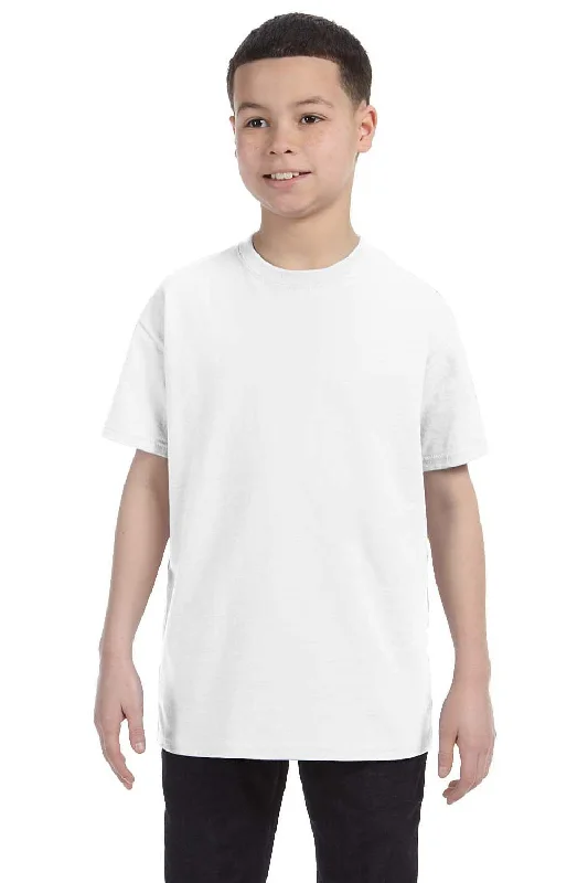 Sports workout T-shirts-Gildan Youth Short Sleeve Crewneck T-Shirt - White