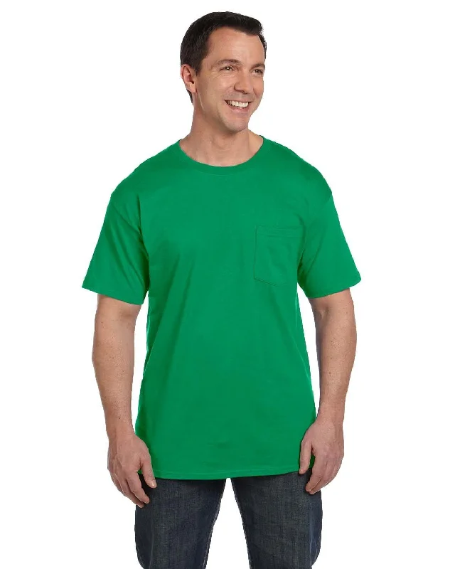 Gray urban T-shirts-Hanes Beefy-T Pocket T-Shirt | Kelly Green