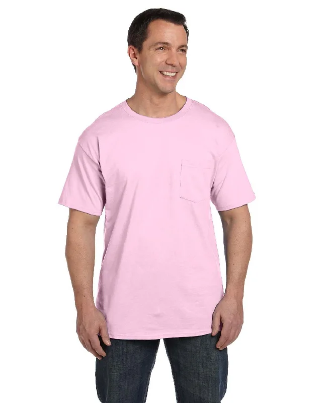 Gray muted T-shirts-Hanes Beefy-T Pocket T-Shirt | Pale Pink