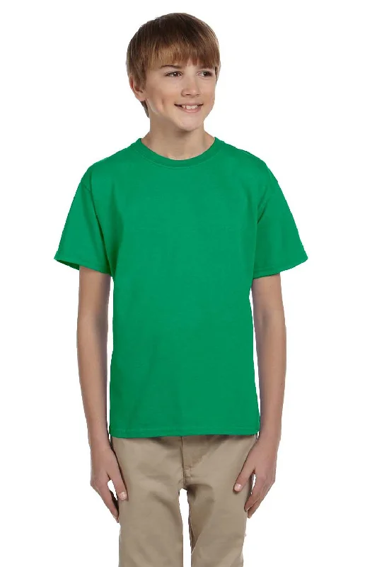 White winter T-shirts-Hanes Youth EcoSmart Short Sleeve Crewneck T-Shirt - Kelly Green