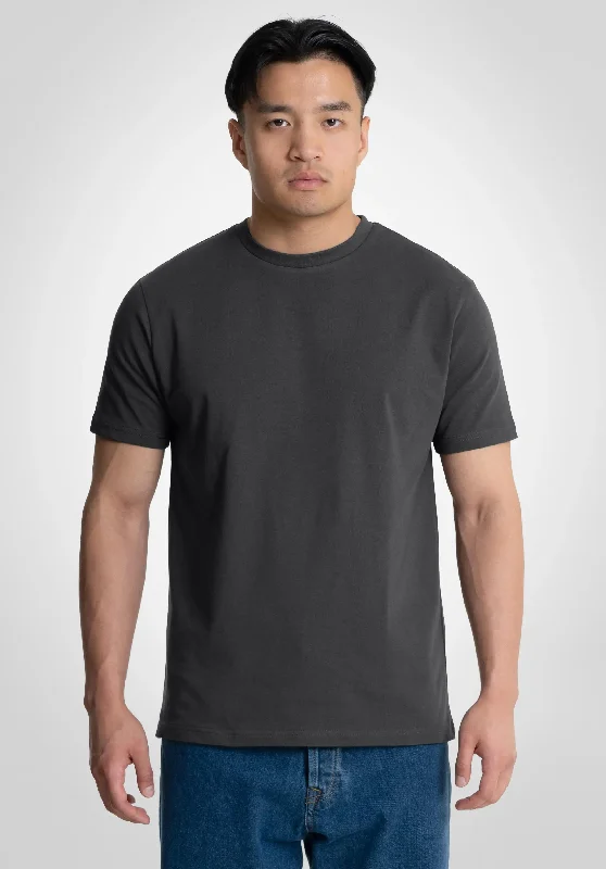 Gray fuzzy T-shirts-Heavy Regular Fit Tee - Slate Grey