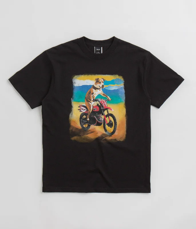 Yellow tulip T-shirts-HUF Road Dog T-Shirt - Black