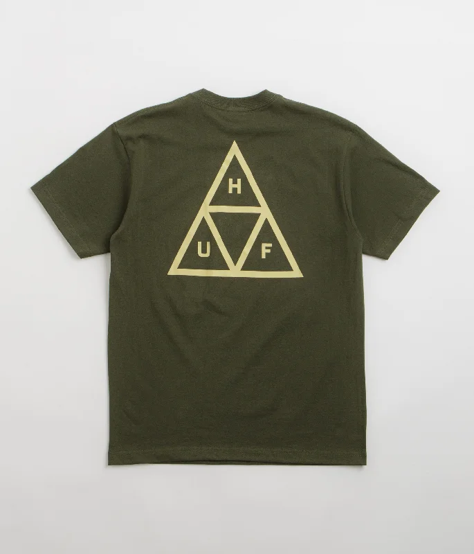 Purple stain-resistant T-shirts-HUF Set TT T-Shirt - Hunter Green