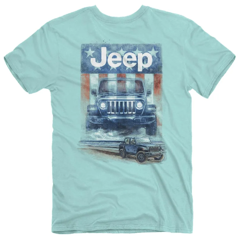 Red fluorescent T-shirts-Jeep - USA Beach Rider T-Shirt