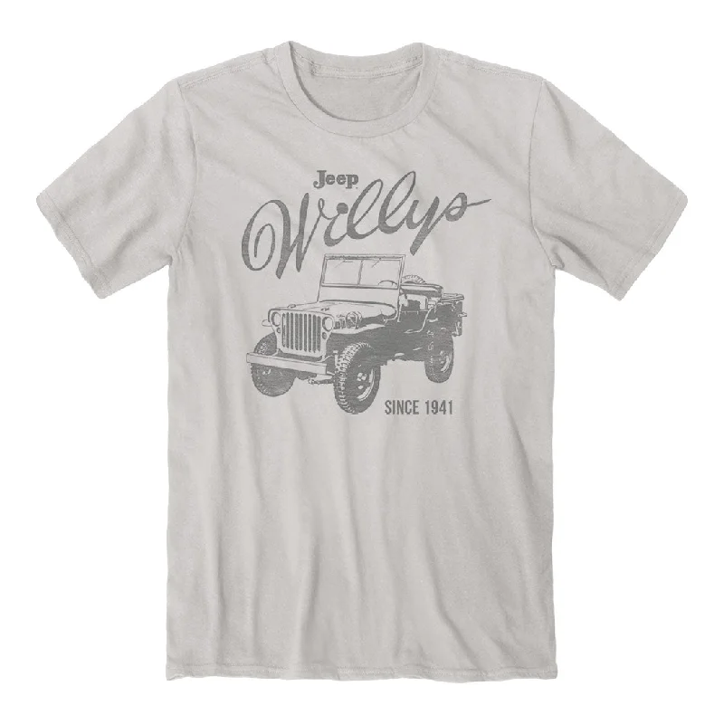 White rose print T-shirts-Jeep - Willys T-Shirt