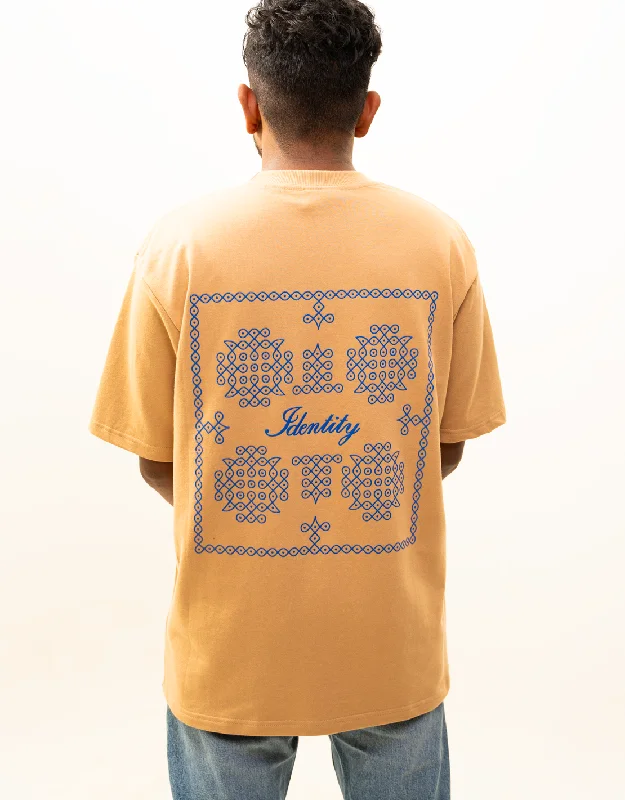 Orange liberty T-shirts-Kolam | Identity is everything | Oversized | Brown