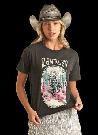 Unisex gray T-shirts-LADIES PANHANDLE RAMBLER GRAPHIC TEE