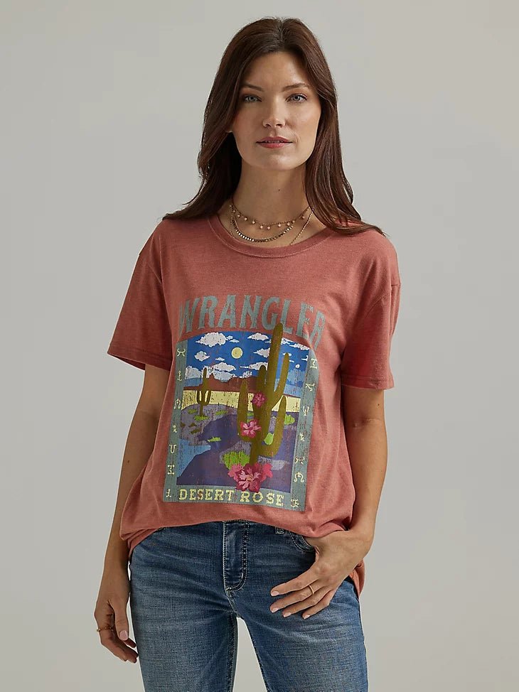 Gray urban T-shirts-LADIES WRANGLER DESERT ROSE TSHIRT