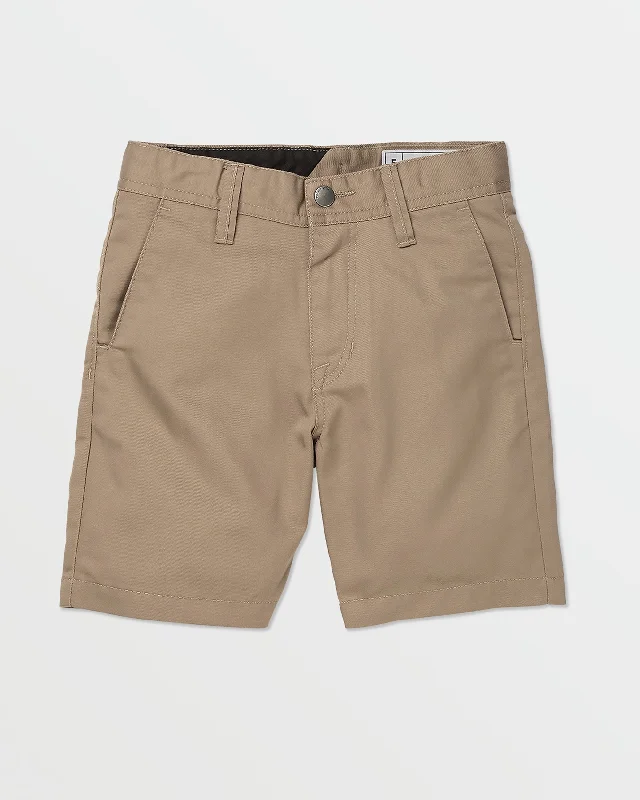 Pink soft-fade T-shirts-Little Boys Frickin Chino Shorts - Khaki