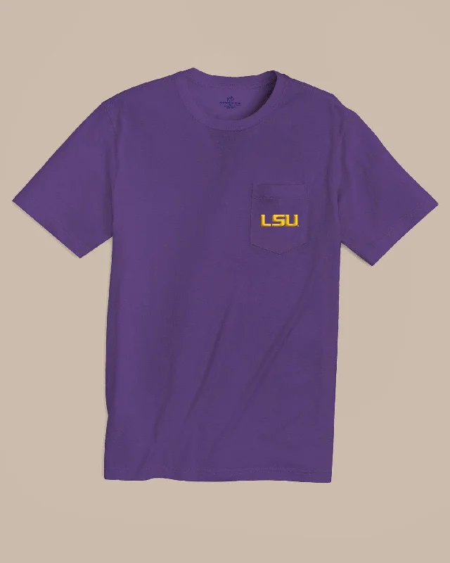 Purple silky T-shirts-LSU Tigers Gameday Embroidered Short Sleeve T-Shirt