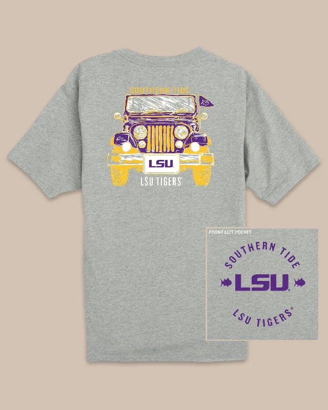 White cozy T-shirts-LSU Tigers Heather Front Plate T-Shirt