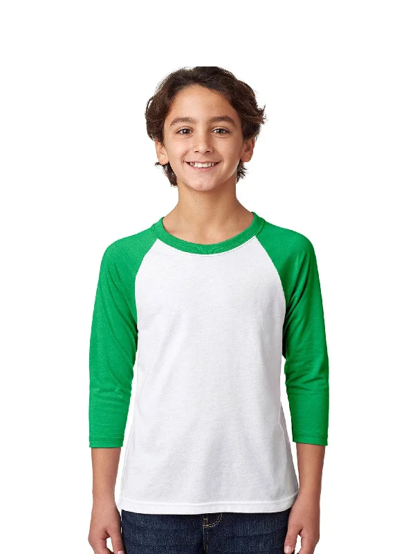 Yellow UV-protective T-shirts-Next Level Youth CVC 3/4-Sleeve Raglan Tee