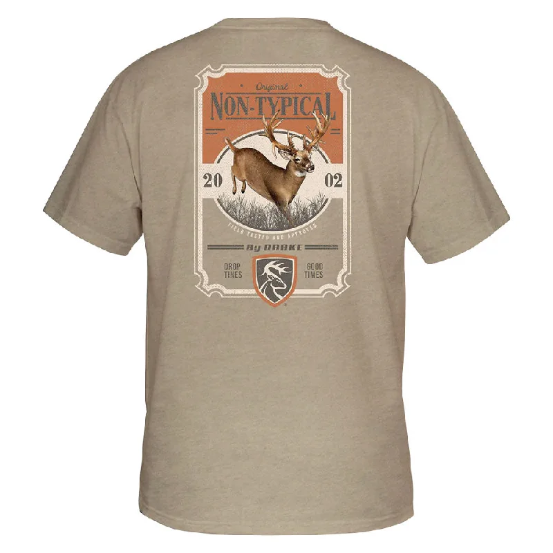 Orange Fourth-July T-shirts-Non-Typical by Drake Vintage Jumping Buck T-Shirt- Walnut Heather