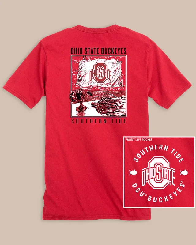 Purple island style T-shirts-Ohio State Buckeyes Fishing Flag T-Shirt