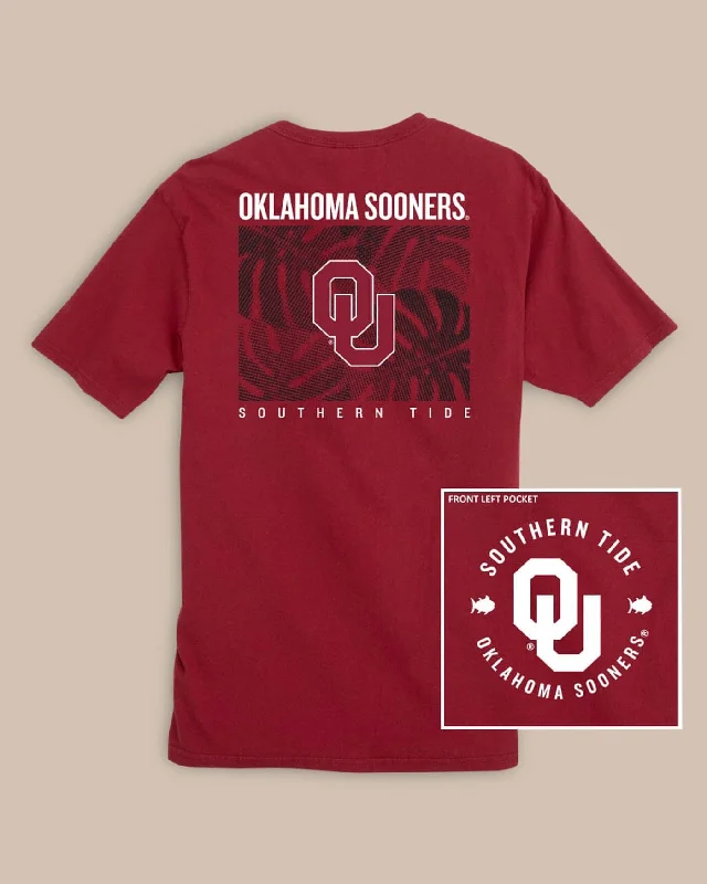 Purple astronaut T-shirts-Oklahoma Sooners Halftone Monstera T-Shirt