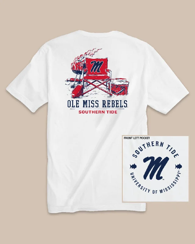 White faded T-shirts-Ole Miss Rebels Gameday BBQ Tailgate T-Shirt