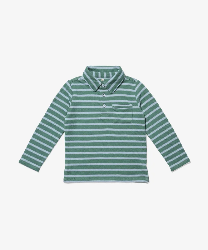 White gym brand T-shirts-Parker Polo, Forest Stripe