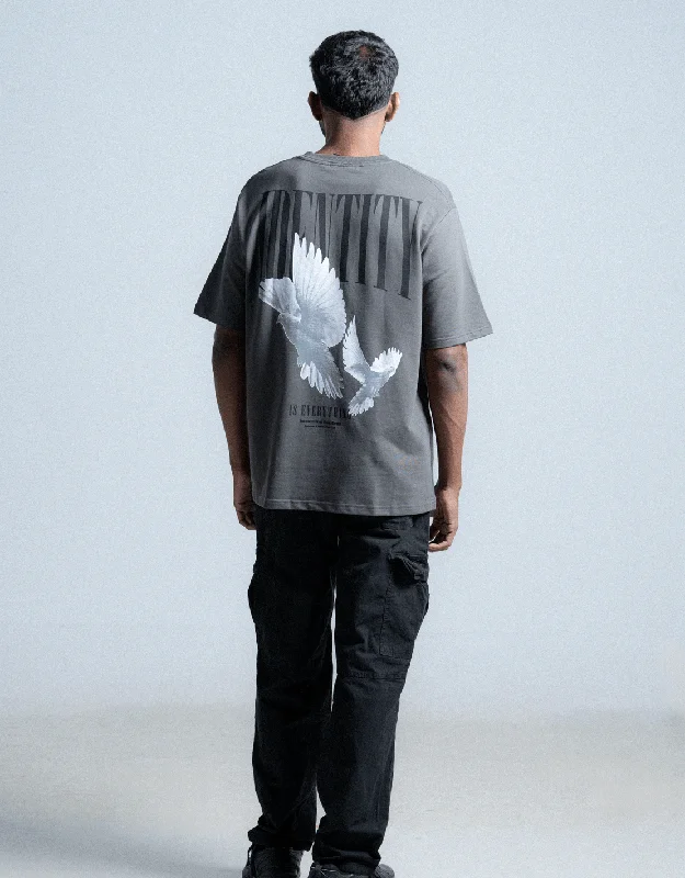 Gray workout gang T-shirts-Peace Dove | Identity Is Everything | Oversized T-shirt | Dark Grey