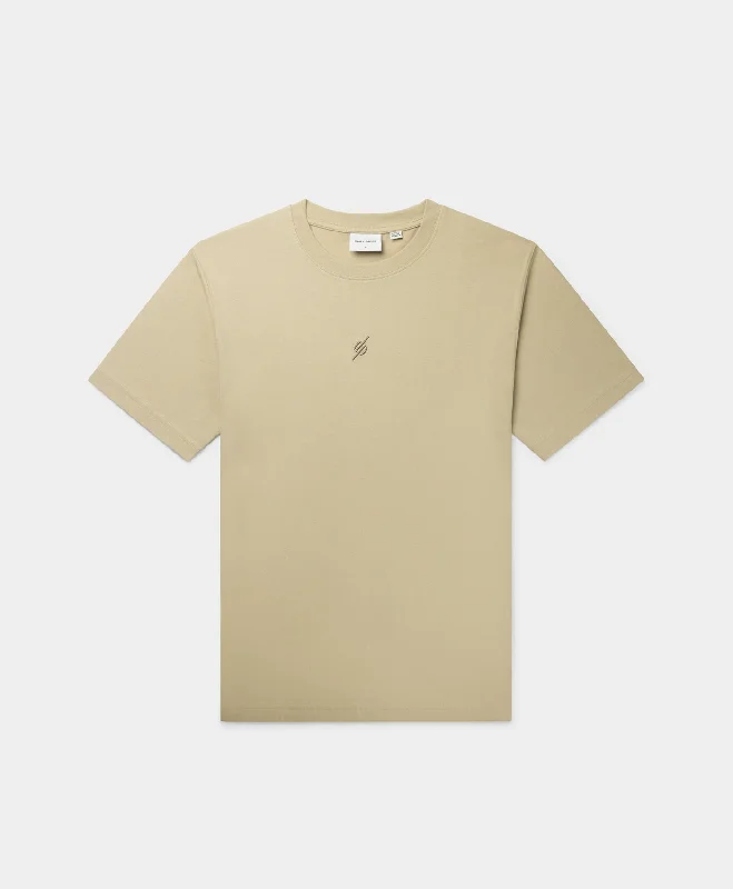 Women’s cropped T-shirts-Pelican Beige Mono T-Shirt