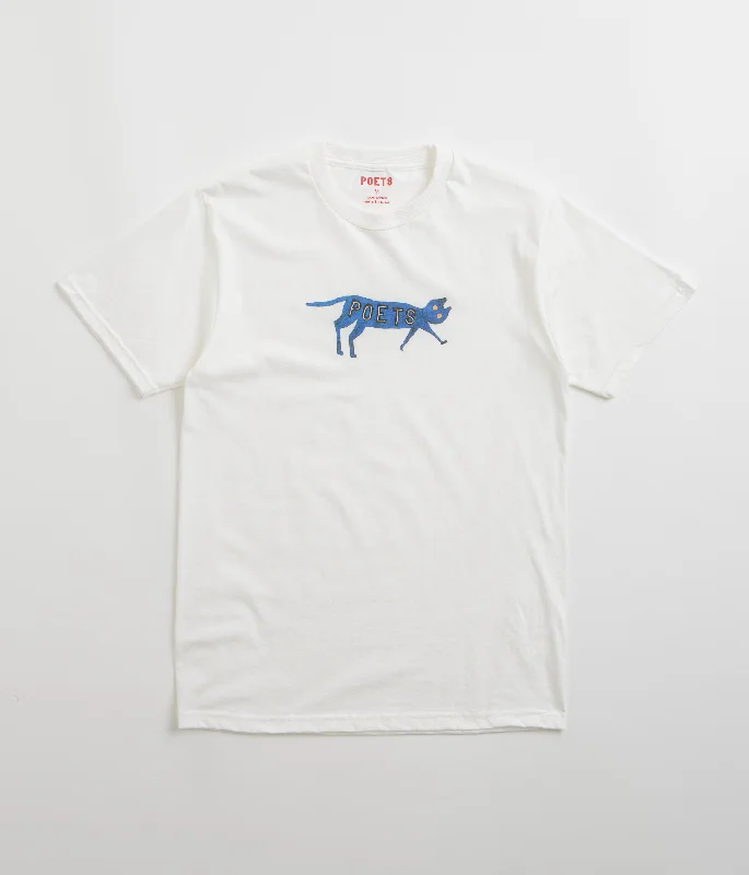 White subtle T-shirts-Poets Cat T-Shirt - White