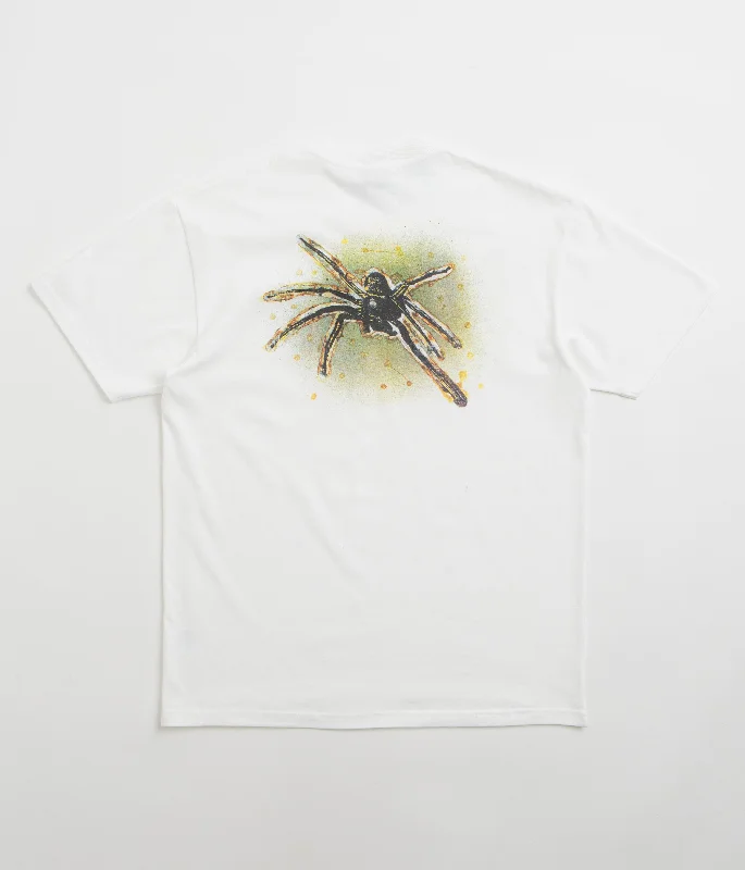 Gray indie T-shirts-Polar Green Spider T-Shirt - White