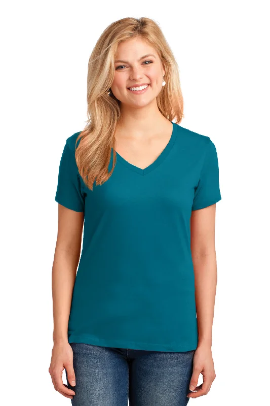 Orange bright-fade T-shirts-Port & Company Womens Core Short Sleeve V-Neck T-Shirt - Teal Green