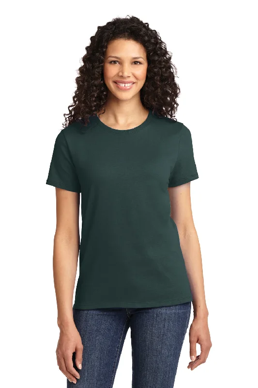 Vintage-style T-shirts-Port & Company Womens Essential Short Sleeve Crewneck T-Shirt - Dark Green - Closeout