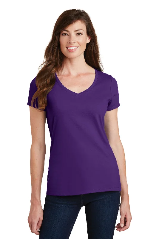 Orange poppy T-shirts-Port & Company Womens Fan Favorite Short Sleeve V-Neck T-Shirt - Team Purple