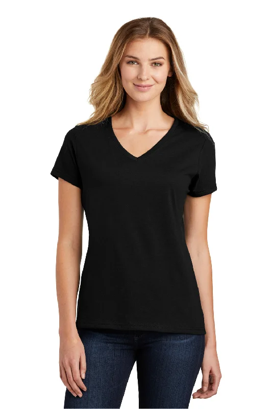 Yellow airy T-shirts-Port & Company Womens Fan Favorite Short Sleeve V-Neck T-Shirt - Jet Black