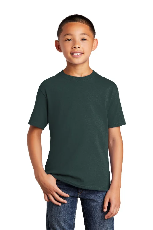 Yellow Thanksgiving T-shirts-Port & Company Youth Core Short Sleeve Crewneck T-Shirt - Dark Green