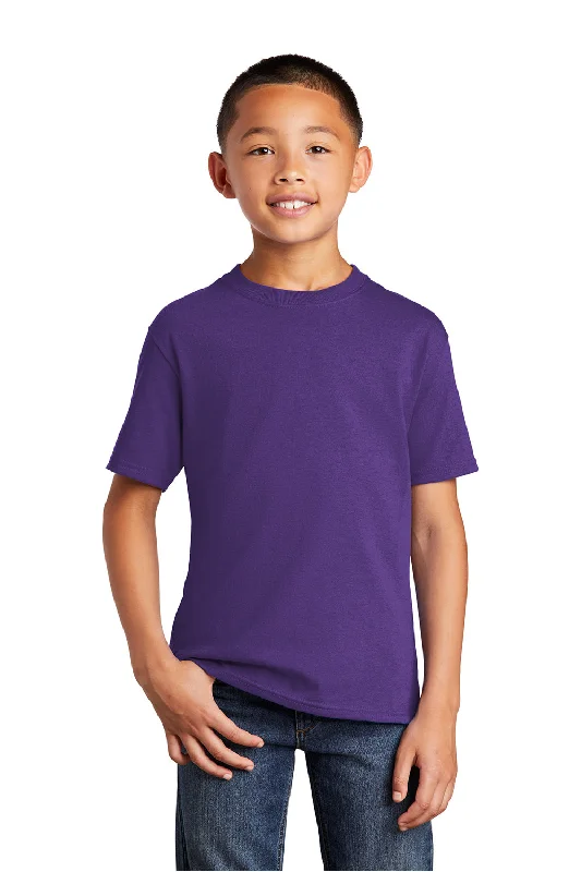 Brown cozy T-shirts-Port & Company Youth Core Short Sleeve Crewneck T-Shirt - Team Purple