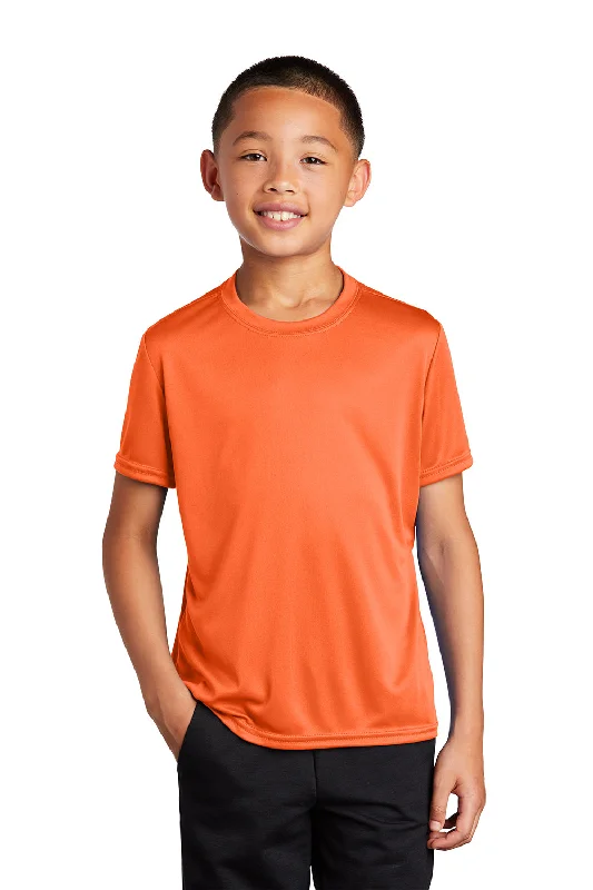 Purple dazzling T-shirts-Port & Company Youth Dry Zone Performance Moisture Wicking Short Sleeve Crewneck T-Shirt - Neon Orange