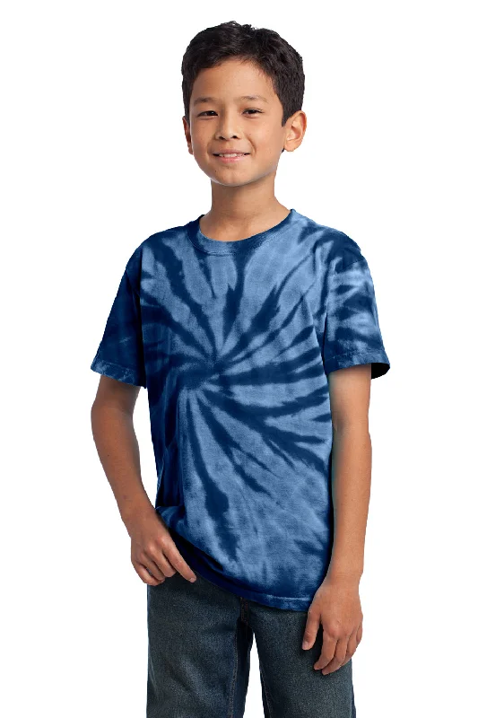 Orange poppy T-shirts-Port & Company Youth Tie-Dye Short Sleeve Crewneck T-Shirt - Navy Blue