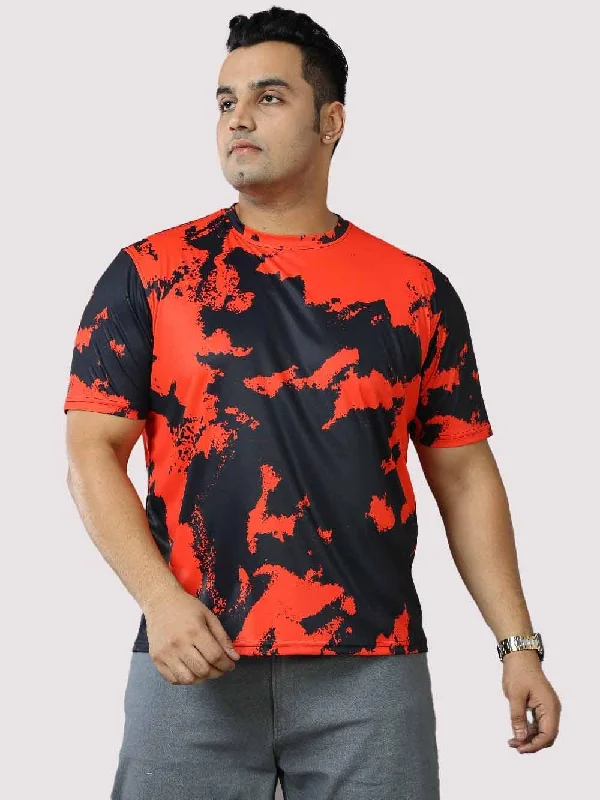 White club T-shirts-Red & Black Digital Printed Round Neck T-Shirt Men's Plus Size