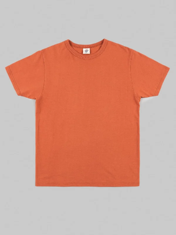 Gray industrial T-shirts-Samurai Jeans SJST23-RIM Loopwheel Ripened Cotton Solid Tee Orange Red