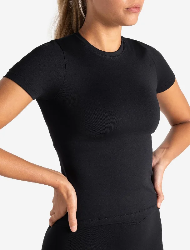 Modal stretch T-shirts-Sculpt Seamless T-Shirt - Black