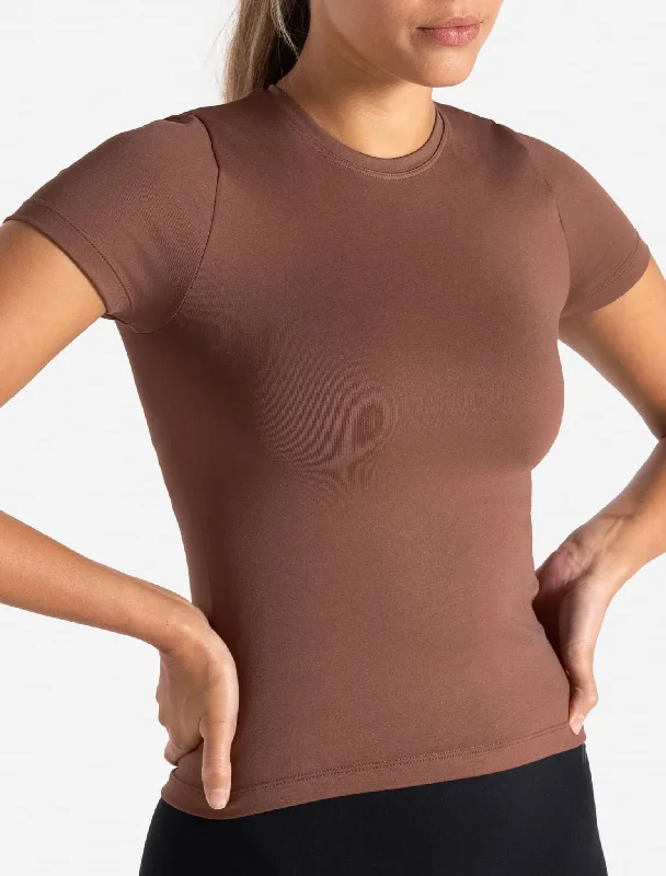 Yellow anime T-shirts-Sculpt Seamless T-Shirt - Cocoa Brown